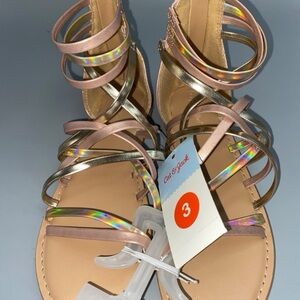 Girls' Dion Zipper Metallic Ankle Strap Sandals - Cat & Jack™ Rosegold 3